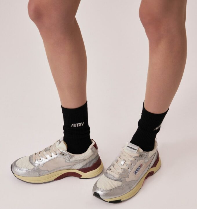 HYPERWAY SNEAKERS IN WHITE AND SILVER-TONE LAMINATED LEATHER AND MESH HYPERWAY SNEAKERS IN WHITE AND SILVER-TONE LAMINATED LEATHER AND MESH