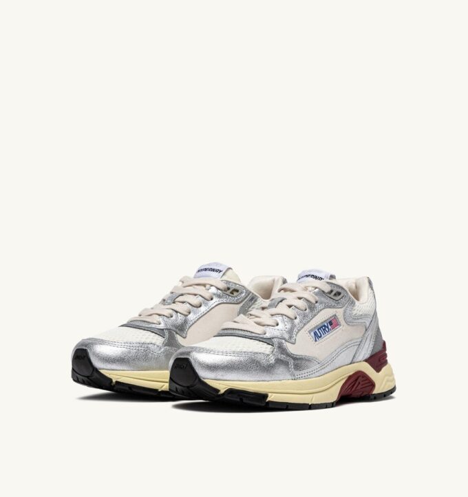 HYPERWAY SNEAKERS IN WHITE AND SILVER-TONE LAMINATED LEATHER AND MESH HYPERWAY SNEAKERS IN WHITE AND SILVER-TONE LAMINATED LEATHER AND MESH