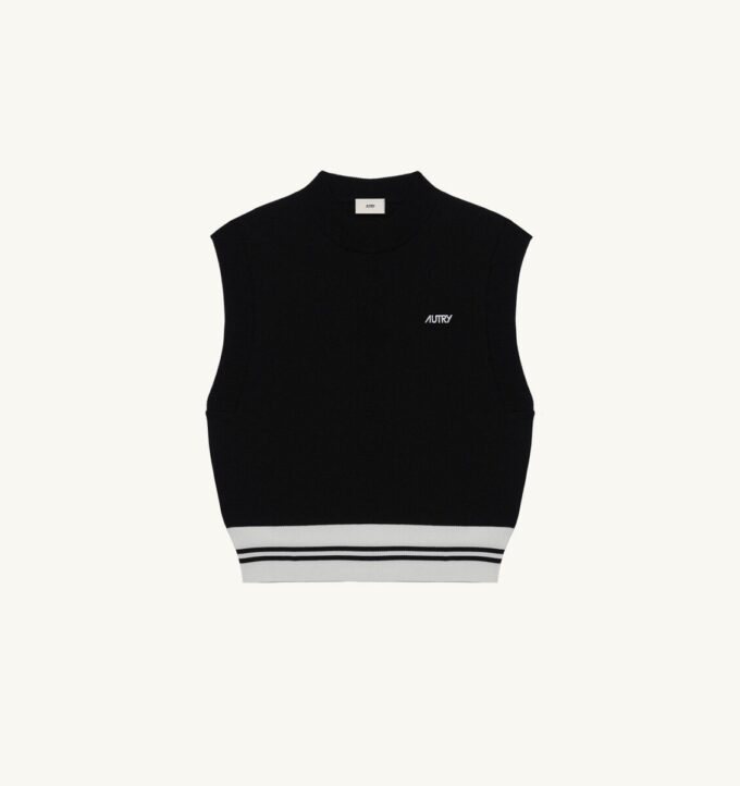 KNIT EMBROIDERED LOGO VEST WOMAN
