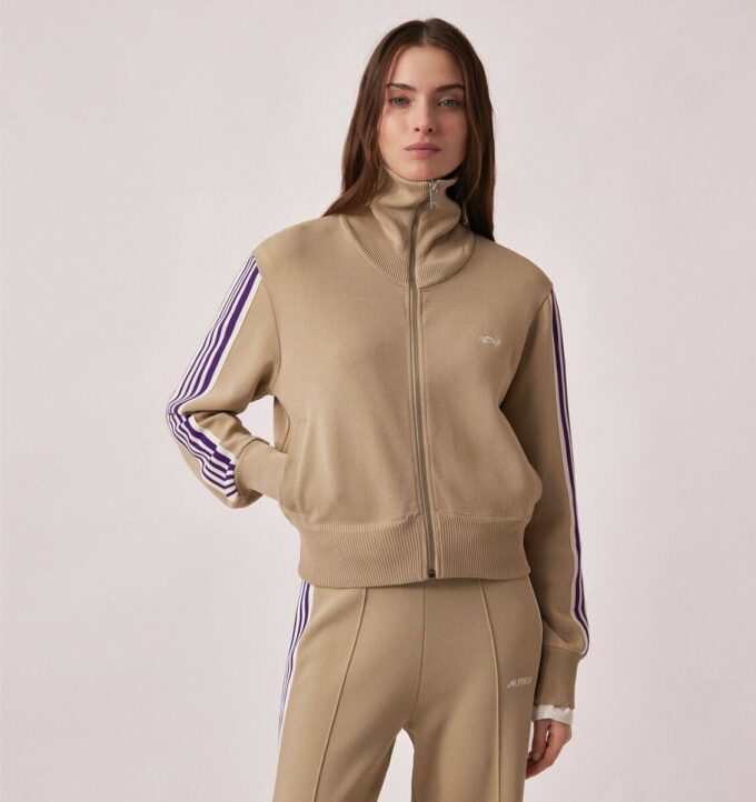 KNITTED TENNIS VISCOSE ZIP JACKET WOMAN