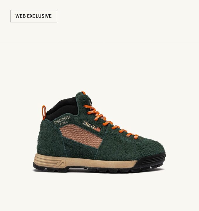 MALGA COURCHEVEL IN PINE AND ORANGE OCHRE SUEDE
