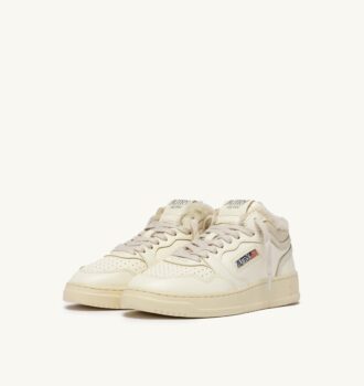 MED-WAY SNEAKERS IN LEATHER AND SHEARLING COLOR WHITE AND MARSHMALLOW