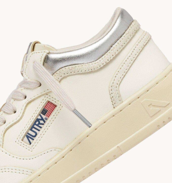 MED-WAY SNEAKERS IN LEATHER COLOR MARSHMALLOW AND SILVER