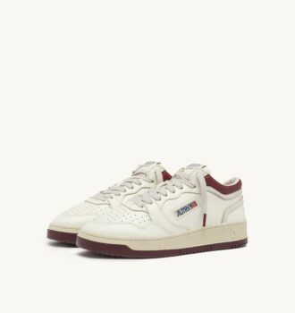 MED-WAY SNEAKERS IN LEATHER COLOR MARSHMALLOW AND SYRAH