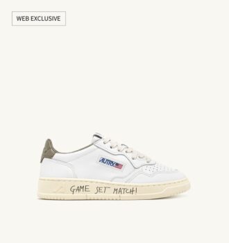 MEDALIST 로우 스니커즈 가죽 레터링 코버트 그린