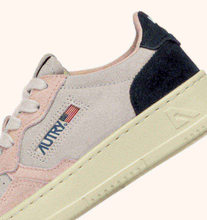 MEDALIST KIDS LOW SNEAKERS IN SUEDE COLOR ATLANTIC WHITE AND ROSEMARY