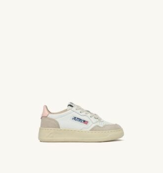 MEDALIST KIDS LOW SNEAKERS IN WHITE AND CREOLE PINK SUEDE