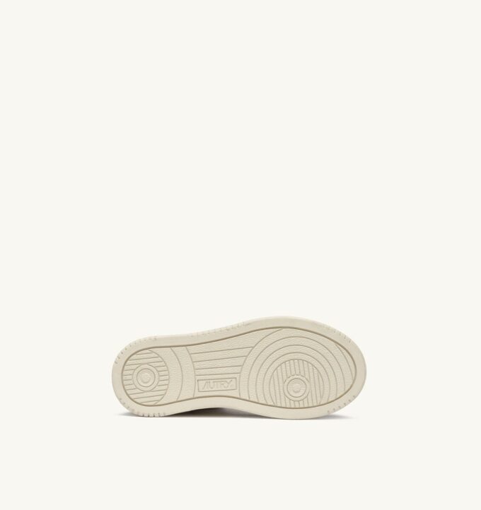 MEDALIST KIDS MID SNEAKERS IN WHITE BLACK AND BLUE LEATHER