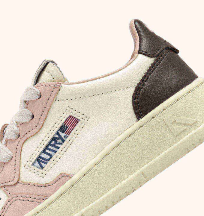 MEDALIST KIDS LOW SNEAKERS IN WHITE BROWN AND PINK LEATHER MEDALIST KIDS LOW SNEAKERS IN WHITE BROWN AND PINK LEATHER