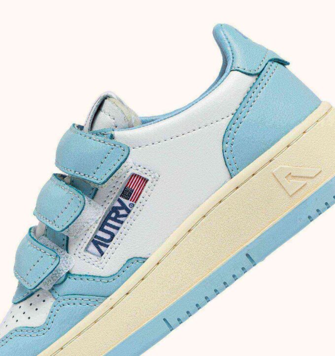 MEDALIST KIDSTRIPES LOW BICOLOR SNEAKERS IN WHITE AND ACQUATIC LEATHER