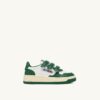 MEDALIST KIDSTRIPES LOW BICOLOR SNEAKERS IN WHITE AND GREEN LEATHER