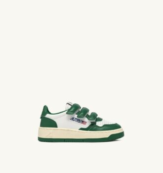 MEDALIST KIDSTRIPES LOW BICOLOR SNEAKERS IN WHITE AND GREEN LEATHER