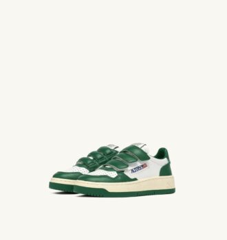 MEDALIST KIDSTRIPES LOW BICOLOR SNEAKERS IN WHITE AND GREEN LEATHER