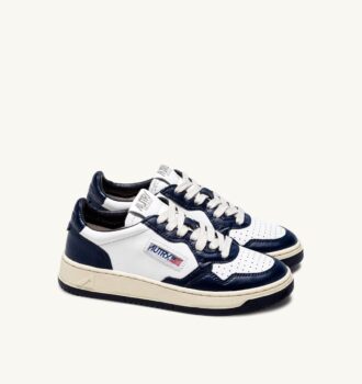 MEDALIST LOW BICOLOR SNEAKERS IN WHITE AND BLUE LEATHER