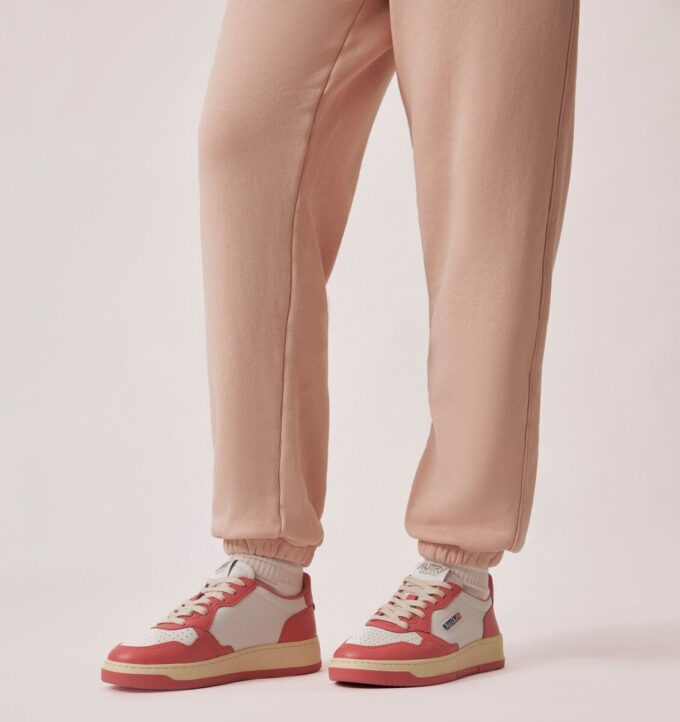 MEDALIST LOW BICOLOR SNEAKERS IN WHITE AND TEAROSE LEATHER