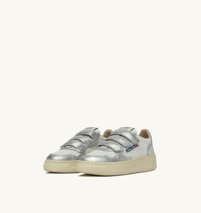 MEDALIST LOW KIDSTRIPES SNEAKERS BICOLOR IN LEATHER COLOR WHITE AND SILVER MEDALIST LOW KIDSTRIPES SNEAKERS BICOLOR IN LEATHER COLOR WHITE AND SILVER