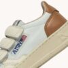 MEDALIST LOW KIDSTRIPES SNEAKERS IN LEATHER COLOR WHISPER WHITE IVORY WHITE AND BROWN SUGAR