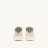 MEDALIST LOW SNEAKERS IN LEATHER AND SUEDE COLOR WHITE AND COVERT GREEN WITH LETTERING