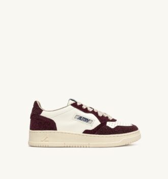 MEDALIST LOW SNEAKERS IN LEATHER MARSHMALLOW AND AMARONE GLITTER