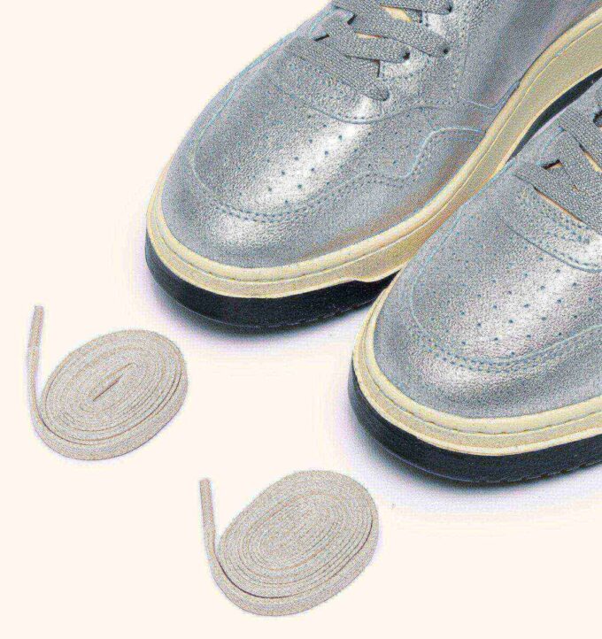 MEDALIST LOW SNEAKERS IN SILVER AND BLACK METALIZED LEATHER