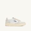 MEDALIST LOW SNEAKERS IN WHITE AND GLITTER LEATHER