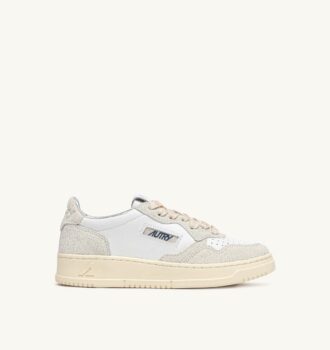 MEDALIST LOW SNEAKERS IN WHITE AND GLITTER LEATHER