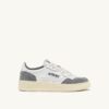 MEDALIST LOW SNEAKERS IN WHITE AND GRAY LEATHER SUEDE