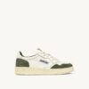 MEDALIST LOW SNEAKERS IN WHITE AND MILITARY LEATHER AND SUEDE