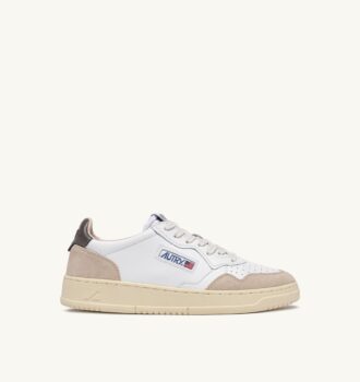 MEDALIST LOW SNEAKERS IN WHITE AND MOREL SUEDE AND LEATHER