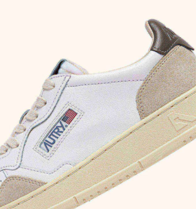 MEDALIST LOW SNEAKERS IN WHITE AND MOREL SUEDE AND LEATHER
