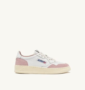 MEDALIST LOW SNEAKERS IN WHITE AND POWDER LEATHER SUEDE