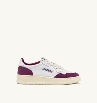 MEDALIST LOW SNEAKERS IN WHITE AND PURPLE LEATHER AND SUEDE