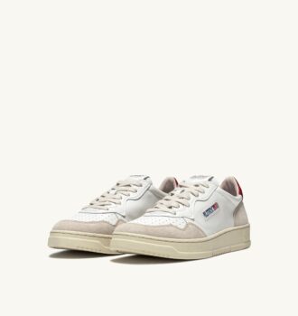 MEDALIST LOW SNEAKERS IN WHITE AND RED LEATHER AND BEIGE SUEDE