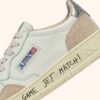 MEDALIST LOW SNEAKERS IN WHITE AND SILVER LEATHER AND SUEDE WITH LETTERING