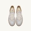 MEDALIST LOW SNEAKERS IN WHITE AND TOBACCO BROWN SCRAPED EFFECT SUEDE