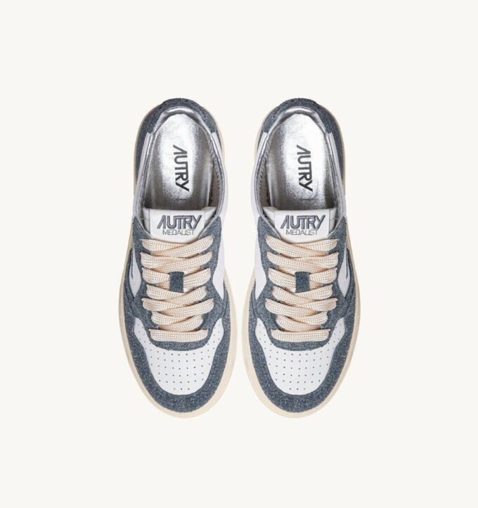 MEDALIST LOW SNEAKERS IN WHITE LEATHER AND ASH GLITTER MEDALIST LOW SNEAKERS IN WHITE LEATHER AND ASH GLITTER
