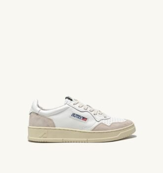 BASKETS MEDALIST LOW EN CUIR BLANC ET DAIM BEIGE