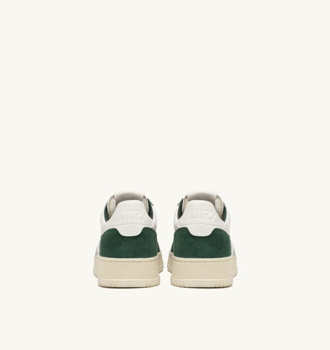 MEDALIST LOW SNEAKERS IN WHITE LEATHER AND BOTTLE GREEN SUEDE