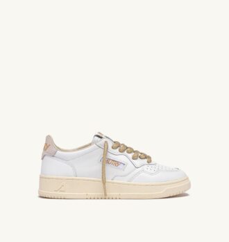 MEDALIST LOW SNEAKERS IN WHITE LEATHER AND DETAILS IN GOLD LUREX