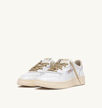 MEDALIST LOW SNEAKERS IN WHITE LEATHER AND DETAILS IN GOLD LUREX