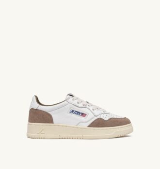 MEDALIST LOW SNEAKERS IN WHITE LEATHER AND TOBACCO SUEDE