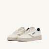 MEDALIST LOW SNEAKERS IN WHITE TEXTURED LEATHER WITH SILVER AND PINK DETAILS