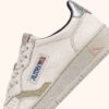 MEDALIST LOW SNEAKERS IN WHITE TEXTURED LEATHER WITH SILVER AND PINK DETAILS