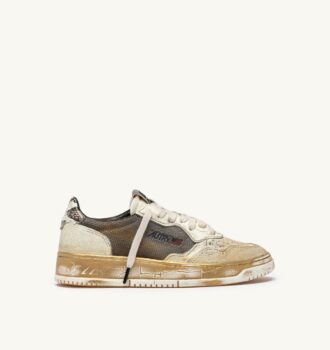 MEDALIST LOW SNEAKERS SUPER VINTAGE IN LEATHER AND MESH COLOR GRAY WHITE AND GOLD