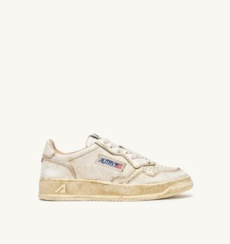MEDALIST LOW SNEAKERS SUPER VINTAGE IN WHITE AND PLATINUM HAMMERED LEATHER