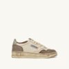 MEDALIST LOW SNEAKERS SUPER VINTAGE IN WHITE AND SILVER LEATHER AND BURNED SUEDE