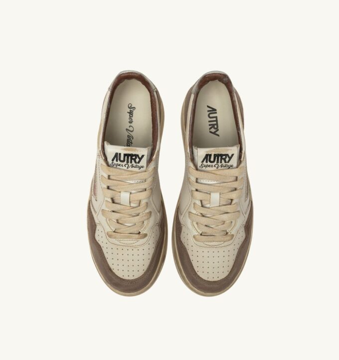 MEDALIST LOW SNEAKERS SUPER VINTAGE IN WHITE AND SILVER LEATHER AND BURNED SUEDE