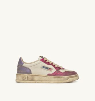 MEDALIST LOW SNEAKERS SUPER VINTAGE IN WHITE FUCHSIA AND VIOLET LEATHER