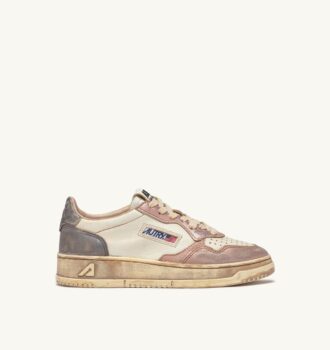 MEDALIST LOW SNEAKERS SUPER VINTAGE IN WHITE ROSE AND BLACKBOARD LEATHER