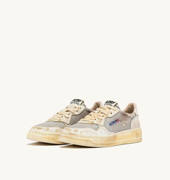 MEDALIST LOW SUPER VINTAGE SNEAKERS IN GRAY AND WHITE LEATHER AND MESH